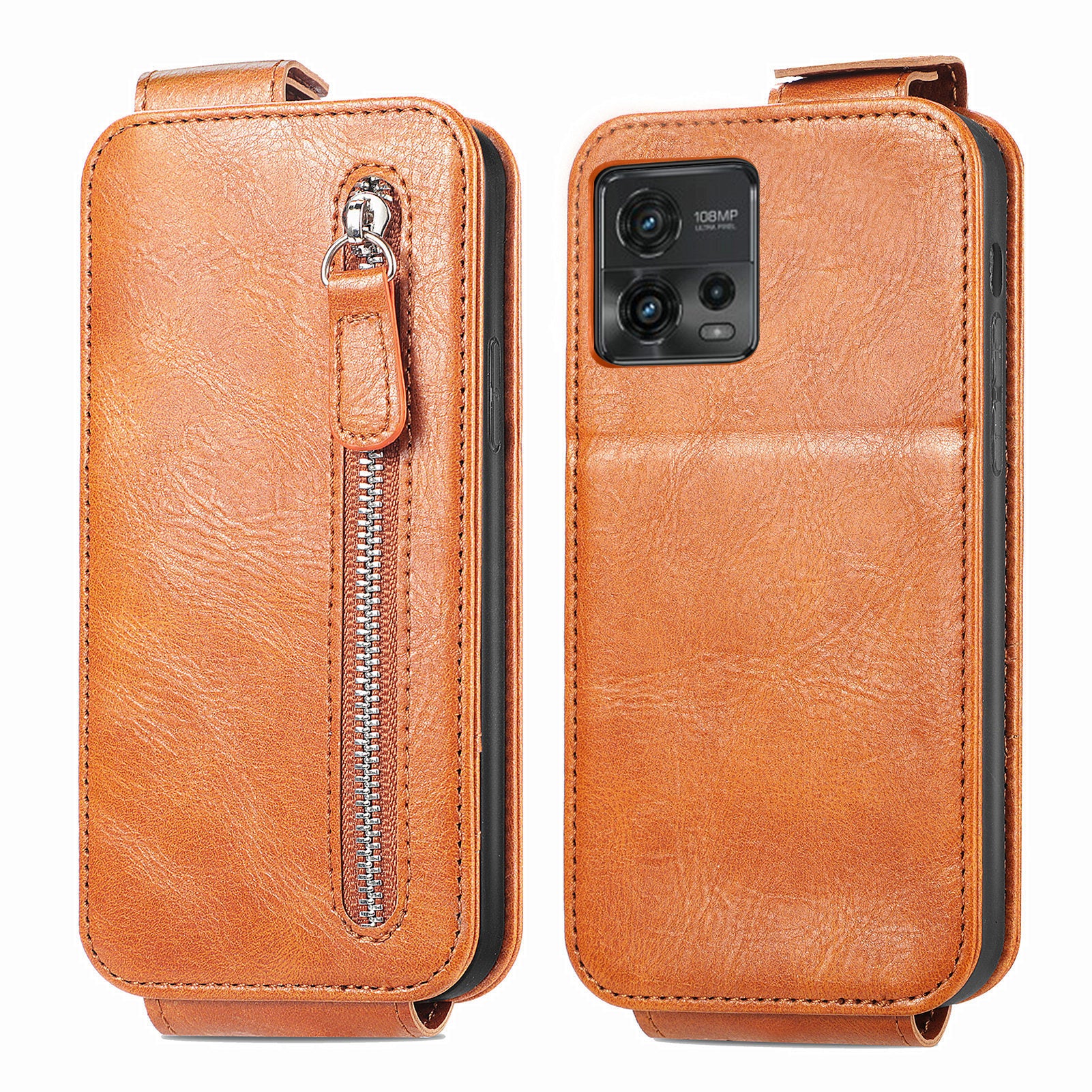 For Motorola Moto G72 4G Zipper Pocket PU Leather Vertical Flip Phone Case Wallet Stand Magnetic Closure Cover For Motorola Moto G72 4G Zipper Pocket PU Leather Vertical Flip Phone Case Wallet Stand Magnetic Closure Cover